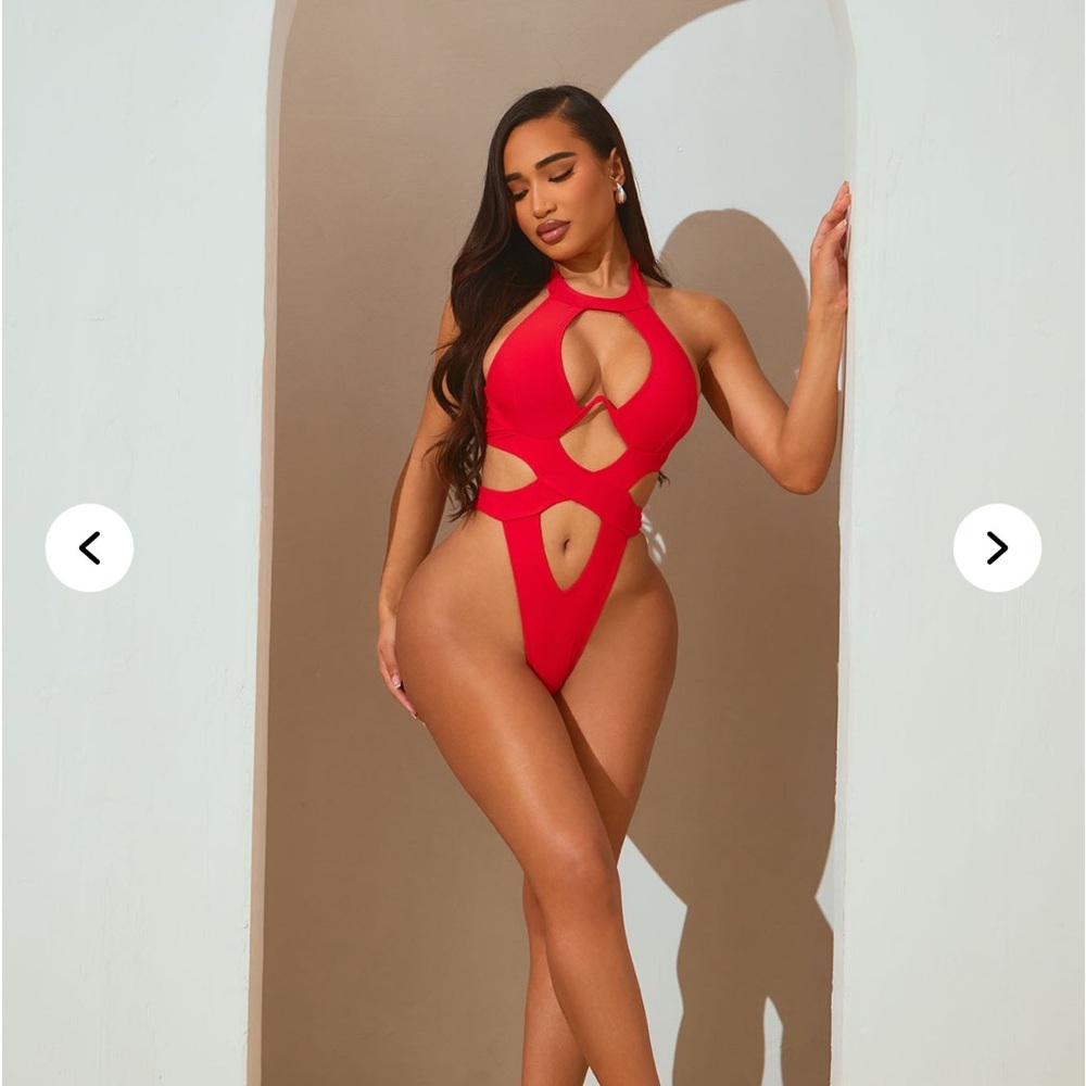 Red Cutout Swimsuit